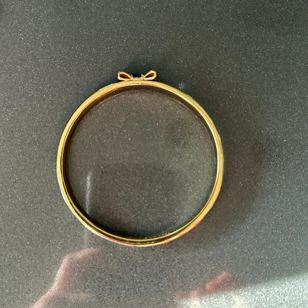 kate spade Gold Bow Bracelet with Navy and Blush Enamel - Picture 7 of 8